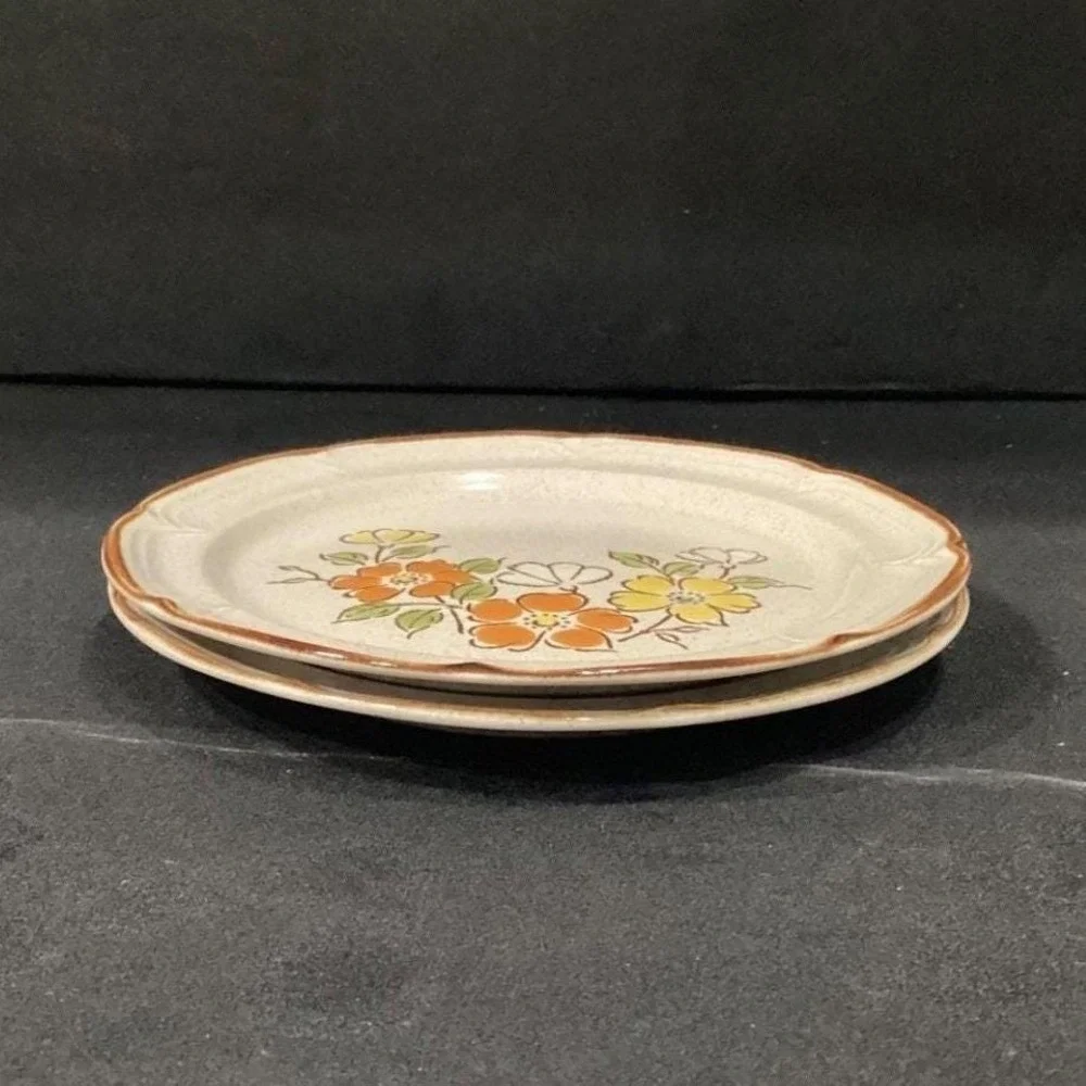 Hearthside Spring Garden Baroque Salad Plates, Set of 2 Vintage Floral Stoneware